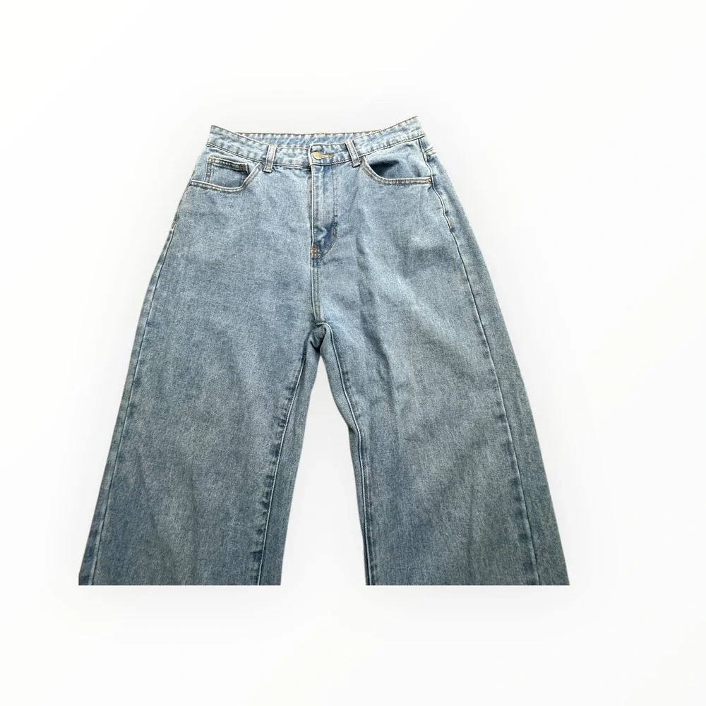 SHEIN Jeans Womens L Light Blue Wide Leg‎ High Waisted Flared Denim Pants - Picture 9 of 12
